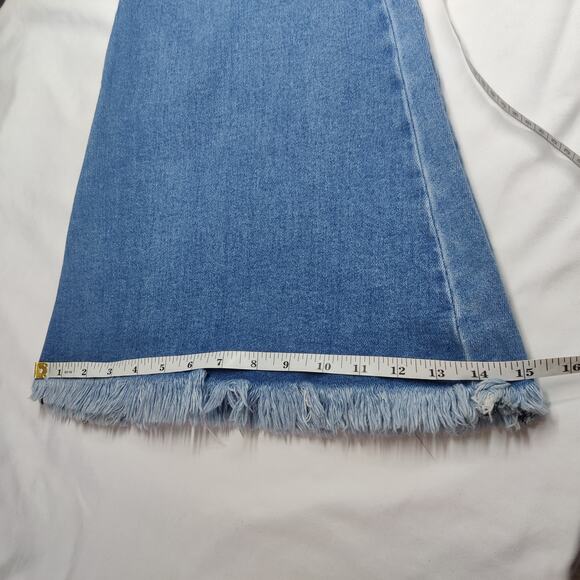 Kancan Ultra High Rise Extreme Flare Boho Jeans 29 Raw Hem Vintage Wash - Picture 12 of 13